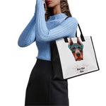 Dobermann With Glasses Print Canvas Tote Bag