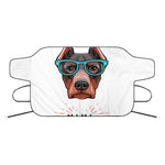 Dobermann With Glasses Print Car Windshield Snow Cover