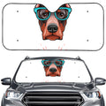 Dobermann With Glasses Print Car Windshield Sun Shade