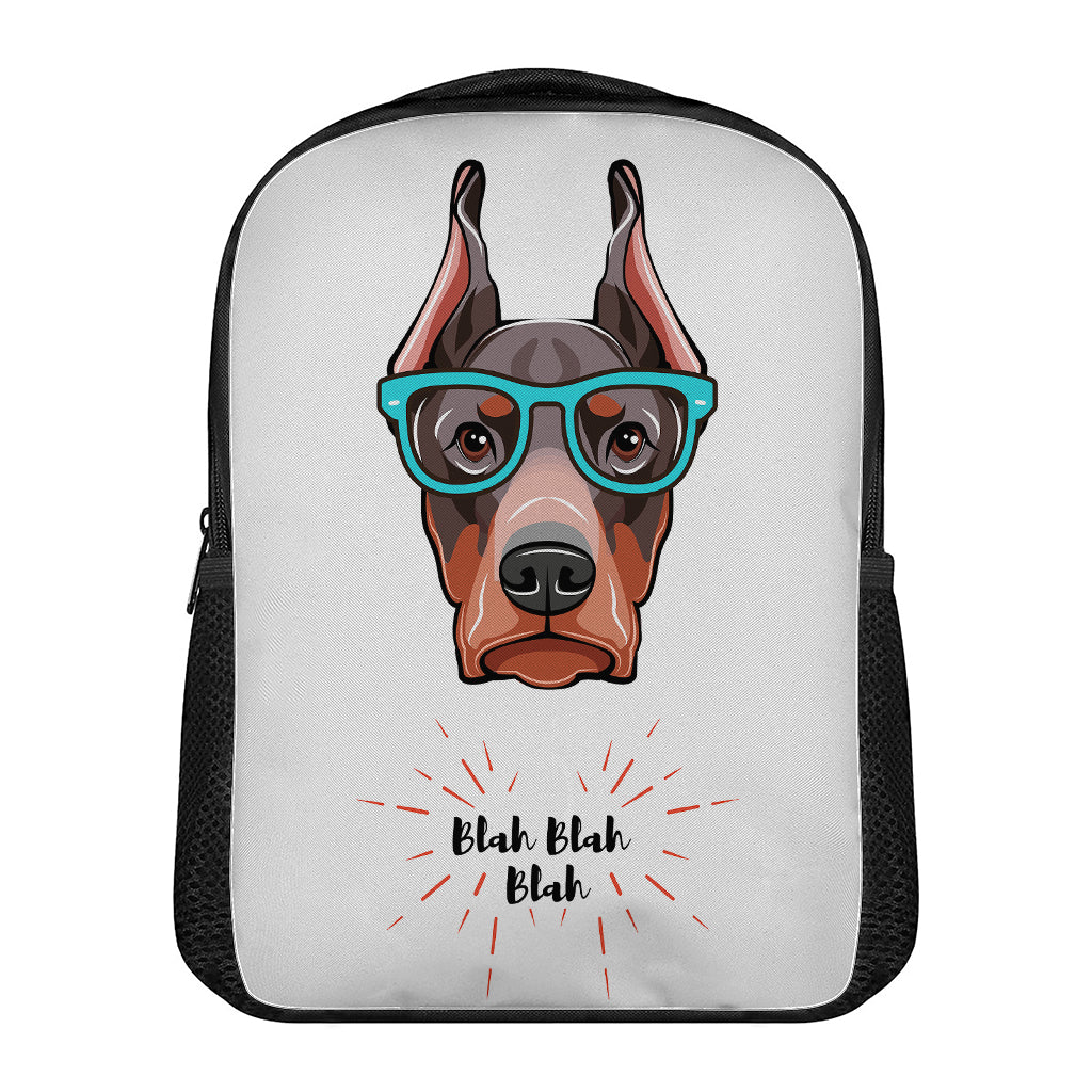 Dobermann With Glasses Print Casual Backpack