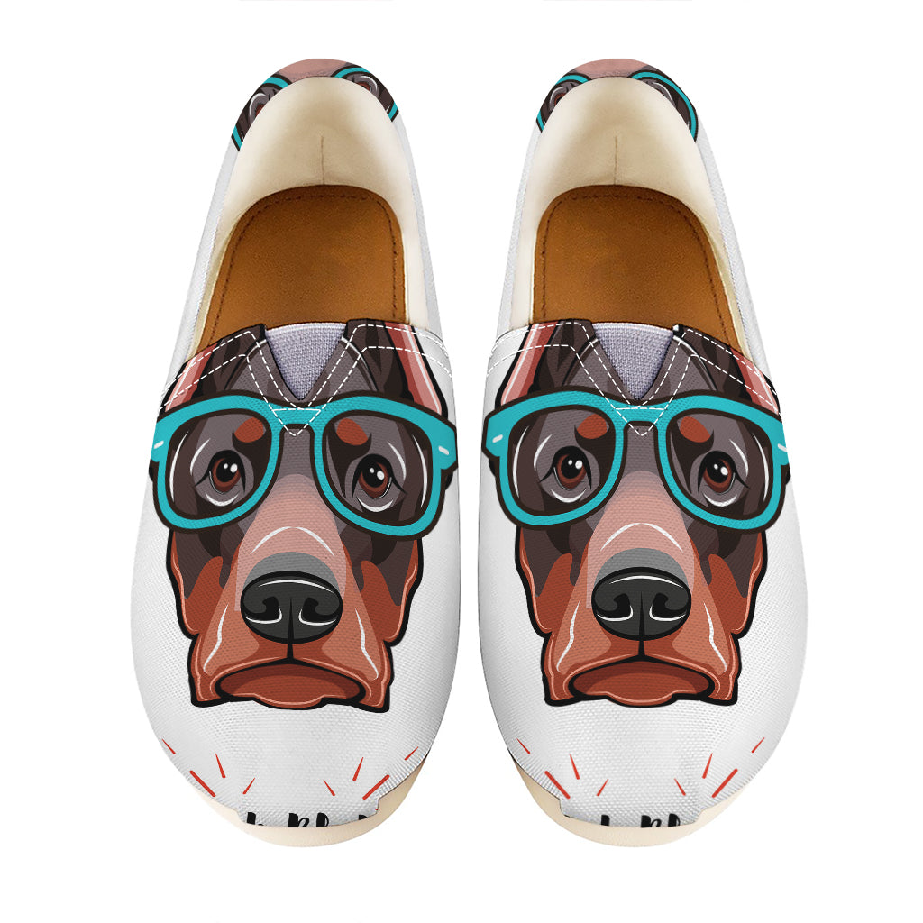 Dobermann With Glasses Print Casual Shoes