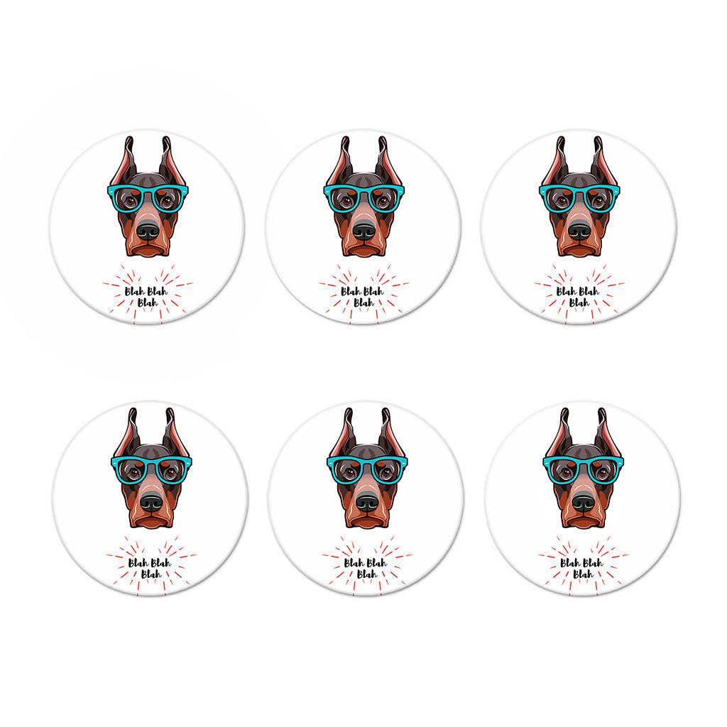 Dobermann With Glasses Print Coaster Set