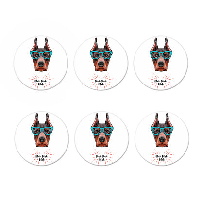 Dobermann With Glasses Print Coaster Set