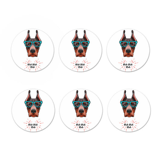 Dobermann With Glasses Print Coaster Set