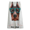 Dobermann With Glasses Print Cotton Front Slit Maxi Skirt