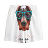 Dobermann With Glasses Print Cotton Shorts