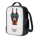 Dobermann With Glasses Print Crossbody Lunch Bag