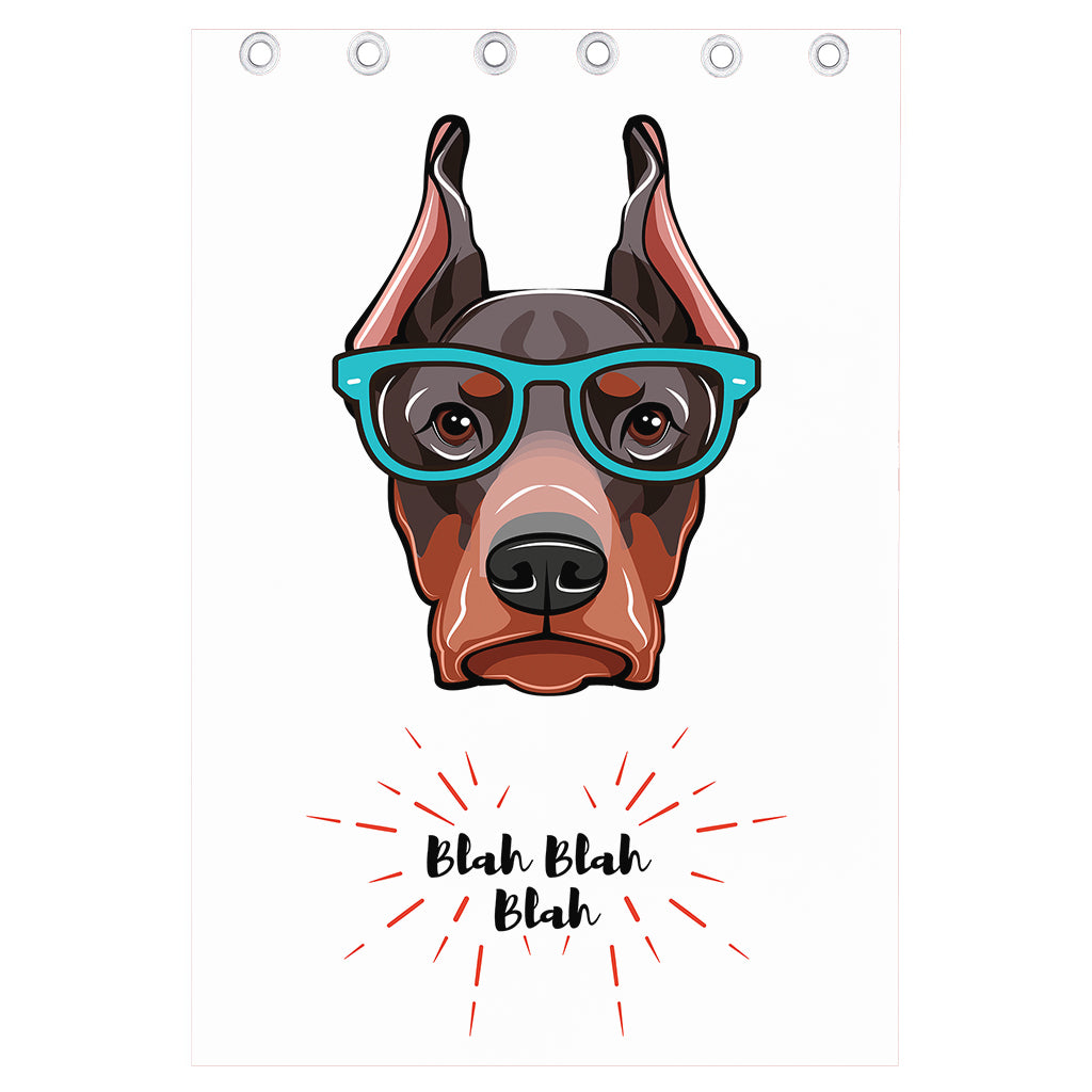 Dobermann With Glasses Print Curtain