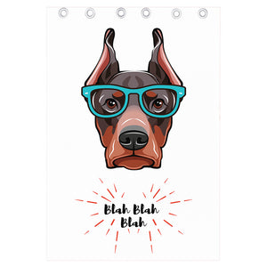 Dobermann With Glasses Print Curtain