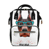 Dobermann With Glasses Print Diaper Bag