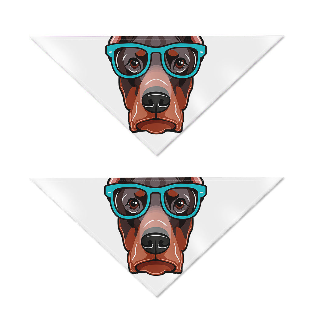 Dobermann With Glasses Print Dog Bandana