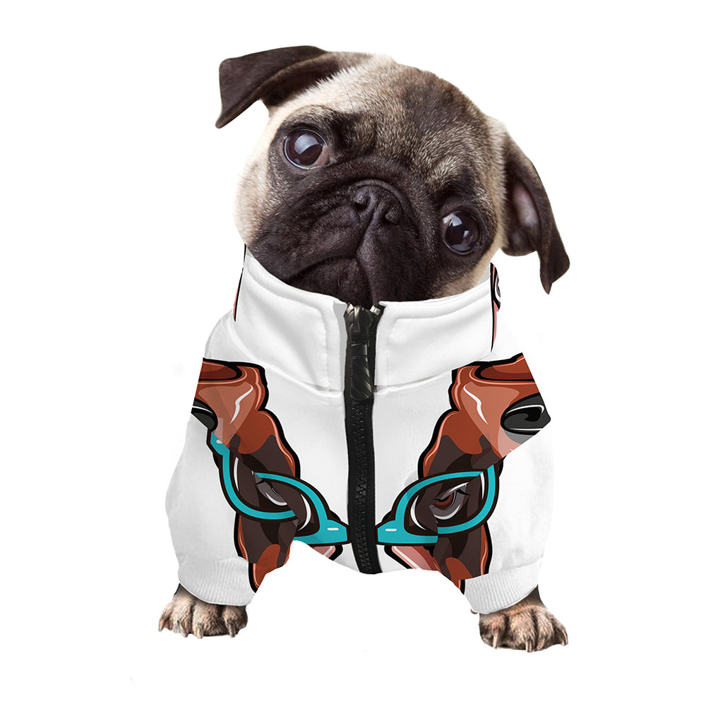 Dobermann With Glasses Print Dog Zip Up Jacket