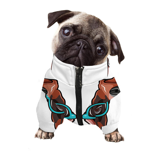 Dobermann With Glasses Print Dog Zip Up Jacket