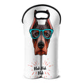 Dobermann With Glasses Print Double Neoprene Wine Tote