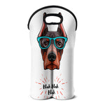 Dobermann With Glasses Print Double Neoprene Wine Tote