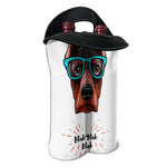 Dobermann With Glasses Print Double Neoprene Wine Tote