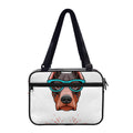 Dobermann With Glasses Print Double Strap Bible Bag