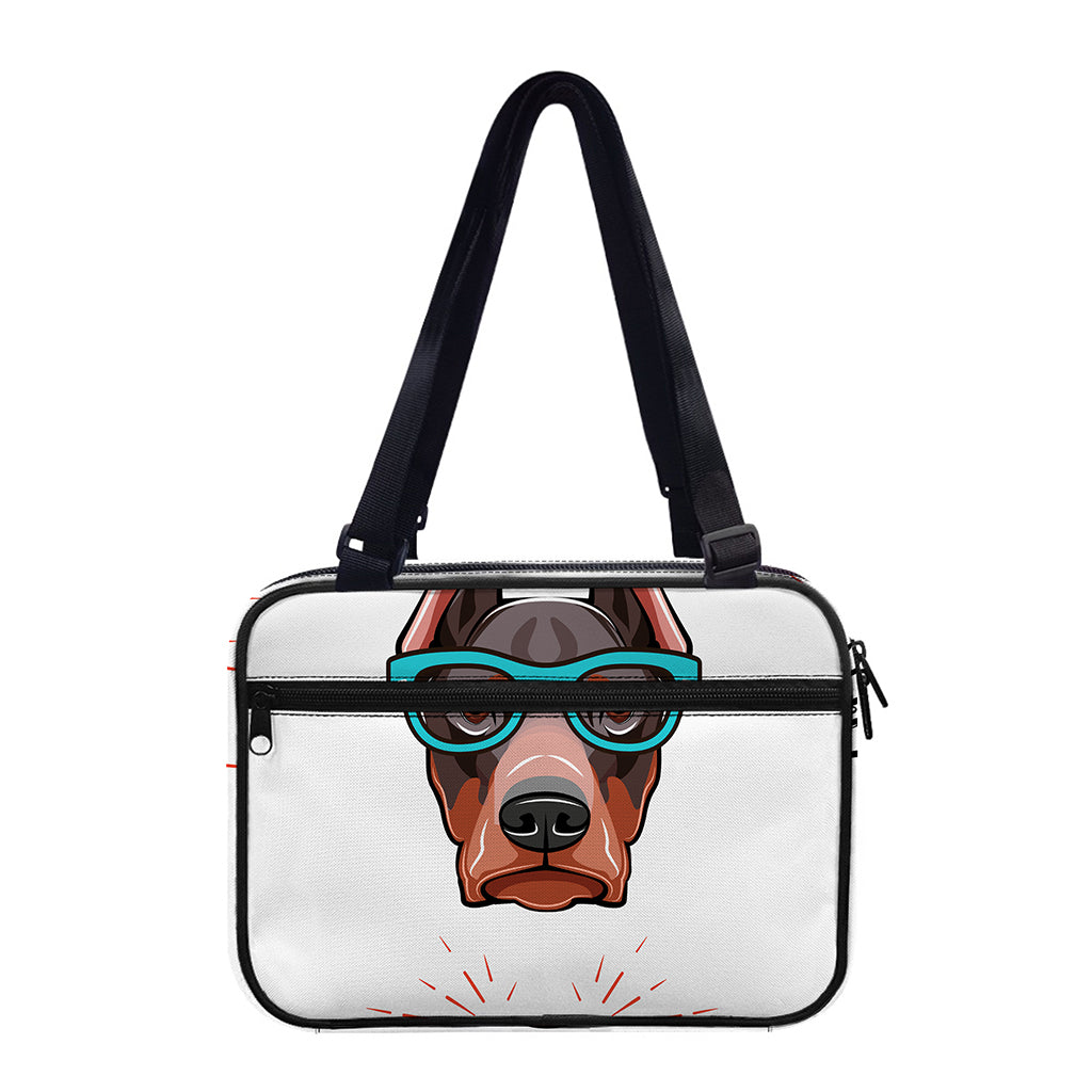Dobermann With Glasses Print Double Strap Bible Bag