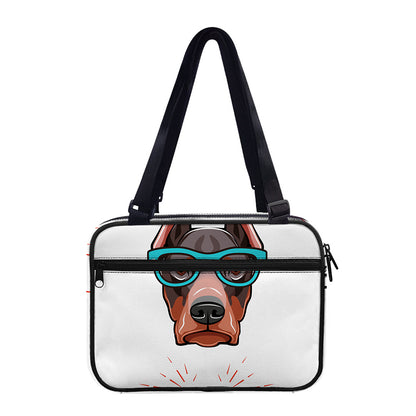 Dobermann With Glasses Print Double Strap Bible Bag