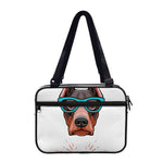 Dobermann With Glasses Print Double Strap Bible Bag