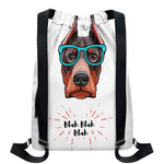 Dobermann With Glasses Print Drawstring Backpack