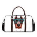 Dobermann With Glasses Print Duffel Bag