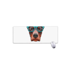 Dobermann With Glasses Print Extended Mouse Pad