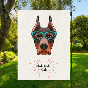 Dobermann With Glasses Print Garden Flag