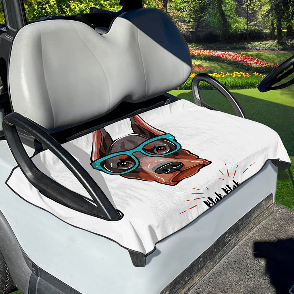 Dobermann With Glasses Print Golf Cart Seat Cover