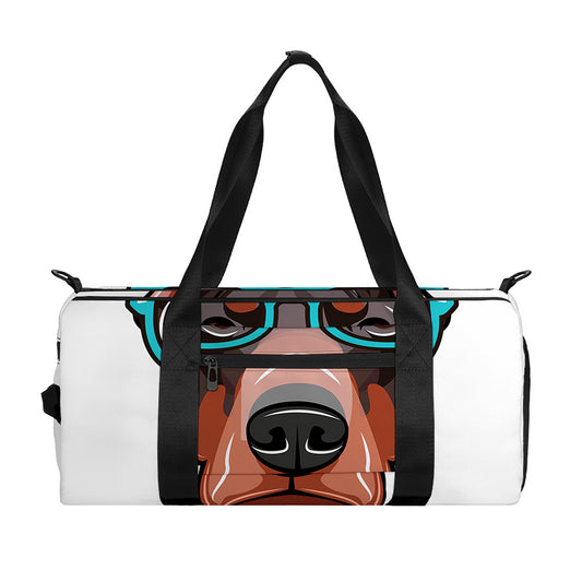Dobermann With Glasses Print Gym Bag