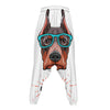 Dobermann With Glasses Print Hammer Pants