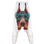 Dobermann With Glasses Print Hammer Pants