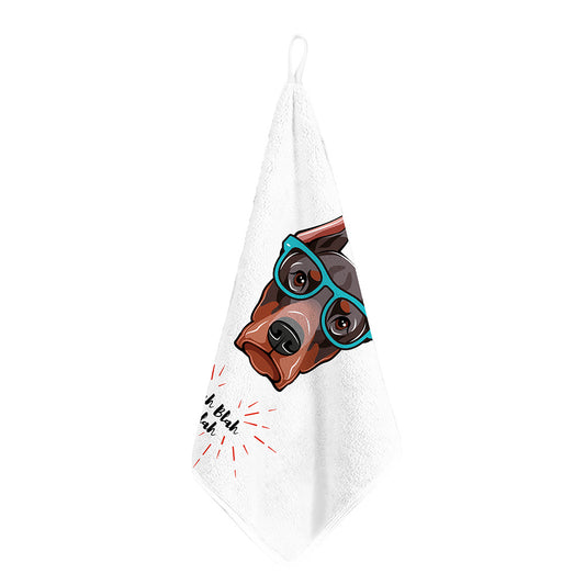 Dobermann With Glasses Print Hand Towel