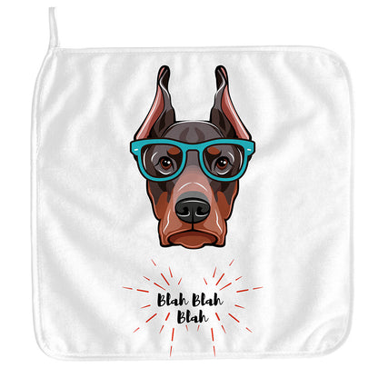 Dobermann With Glasses Print Hand Towel