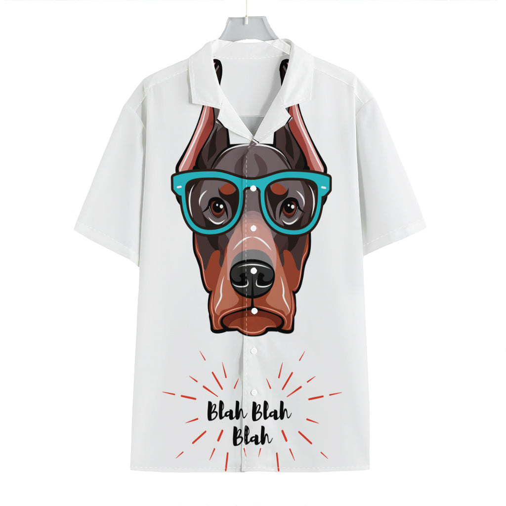 Dobermann With Glasses Print Hawaiian Shirt