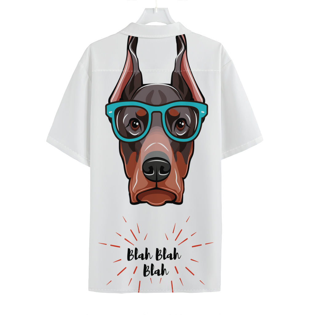 Dobermann With Glasses Print Hawaiian Shirt