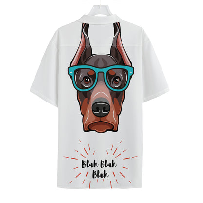 Dobermann With Glasses Print Hawaiian Shirt