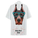 Dobermann With Glasses Print Hawaiian Shirt