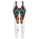 Dobermann With Glasses Print High-Waisted Pocket Leggings