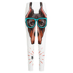 Dobermann With Glasses Print High-Waisted Pocket Leggings