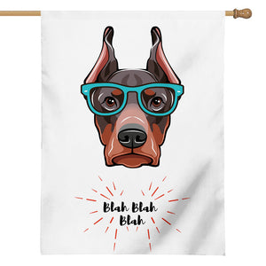 Dobermann With Glasses Print House Flag