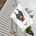 Dobermann With Glasses Print House Flag