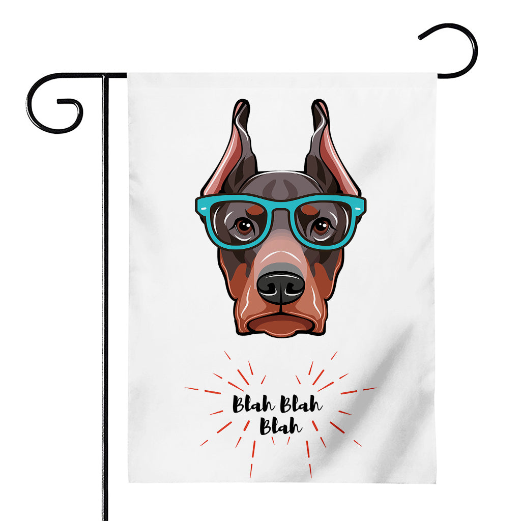 Dobermann With Glasses Print House Flag