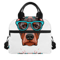Dobermann With Glasses Print Insulated Lunch Bag