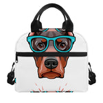 Dobermann With Glasses Print Insulated Lunch Bag