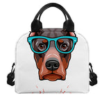 Dobermann With Glasses Print Insulated Lunch Bag