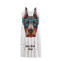 Dobermann With Glasses Print Jersey Midi Cami Dress