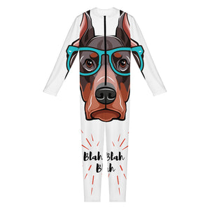 Dobermann With Glasses Print Jumpsuit