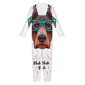 Dobermann With Glasses Print Jumpsuit