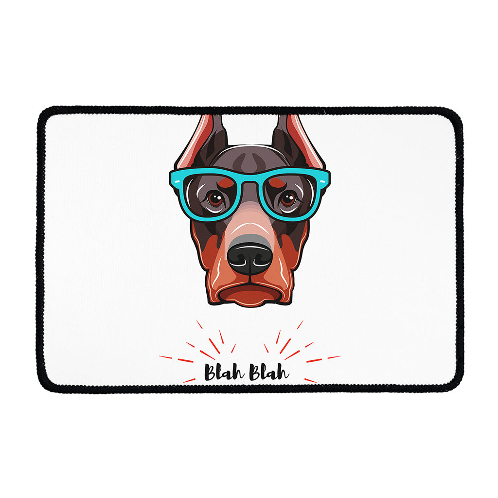 Dobermann With Glasses Print Kitchen Mat